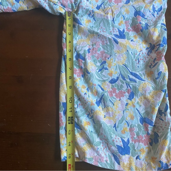 Nordstrom Girl's Linen Blend Wide Leg Floral Overalls Pockets Tie Straps Size 8 - Picture 12 of 13